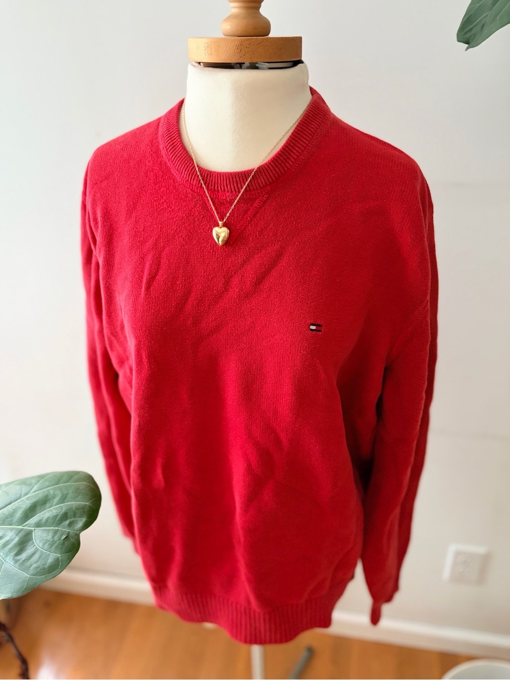 Vintage 90s Tommy Hilfiger Red Crewneck Sweater | Oversized Preppy Americana